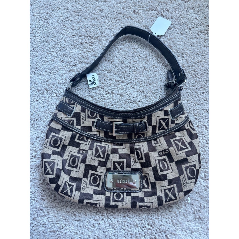 Y2K Monogram Shoulder Bag XOXO Vintage Brown Hobo Purse Retro Logo Print 2000s